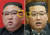 지난 1월 노동당 제8차 대회에 참석한 김정은 북한 국무위원장의 모습(왼쪽)부터)와 오른쪽 사진은 김 위원장이 지난 29일 열린 최고인민회의 제14기 제5차 2일 회의에서 시정연설을 하는 모습. 조선중앙TV=연합뉴스