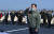 문재인 대통령이 1일 오전 경북 포항 영일만에서 열린 제73주년 국군의 날 기념행사에서 거수경례를 하고 있다. 청와대사진기자단