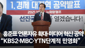 홍준표의 방송 공약 "KBS2·MBC·YTN는 단계적 민영화"