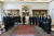 29일 교황청을 공식 방문한 문재인 대통령이 프란치스코 교황과 단독 면담을 마친 뒤 수행단과 함께 기념촬영하고 있다. 교황청 제공