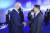 문재인 대통령이 30일(현지시간) 이탈리아 로마 누볼라 컨벤션 센터에서 열린 주요 20개국(G20) 정상회의에서 기념촬영전 정상 라운지에서 조 바이든 미 대통령과 만나 인사하고 있다. 연합뉴스