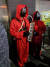 최근 전세계적으로 흥행한 넷플릭스 드라마 '오징어 게임' 코스튬을 입은 이들이 연주를 하고 있다. 당사자의 동의를 받아 촬영된 사진입니다. 박사라 기자. 