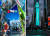 펄어비스의 '도깨비' 트레일러(좌)와 블록체인게임 플랫폼 플레이댑이 뉴욕 타임스퀘어 광고. 
