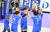 7일 인천 계양체육관에서 열린 대한항공과 경기에서 득점한 뒤 환호하는 한국전력 선수들. [사진 한국배구연맹]
