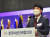 국민의힘 이준석 대표가 9일 오후 서울 강남구 삼성동 코엑스 오디토리움에서 열린 제56회 전국여성대회에서 축사를 하고 있다. 연합뉴스