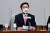 국민의힘 김기현 원내대표가 23일 국회에서 열린 원내대책회의에서 발언하고 있다. [국회사진기자단]
