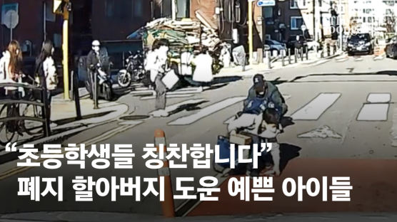 초등생들이 도로 뛰어들었다···폐지 죄다 흘린 할아버지의 감격 [영상]