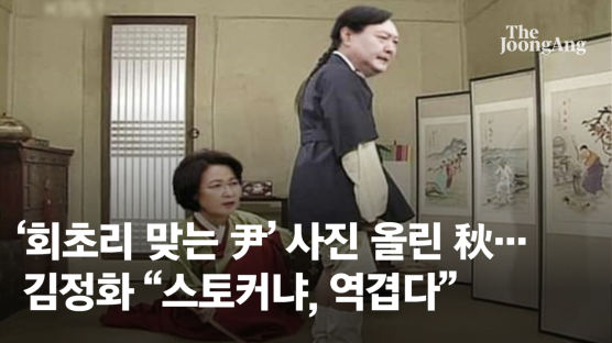 '회초리 맞는 尹' 사진 올린 秋…김정화 "스토커냐, 역겹다"