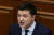 볼로디미르 젤린스키 우크라이나 대통령이 의회에서 연설하고 있다. 연합뉴스