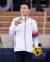 2일 일본 아리아케 체조경기장에서 열린 2020 도쿄올림픽 기계체조 남자 도마 결승에서 금메달을 획득한 신재환이 시상대에 올라 금메달을 목에 걸고 있다. [올림픽사진공동취재단]