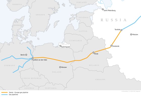 러시아서 독일로 가는 가스 공급 중단