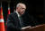 레제프 타이이프 에르도안 터키 대통령이 단상에 서서 연설하고 있다. 그는 최근 2년간 터키 중앙은행 총재들을 네 명이나 바꿨나. [로이터=연합뉴스]