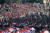 마칭 밴드가 133회 로즈 퍼레이드에 참가해 행진하고 있다. AFP=연합뉴스