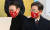 이재명 더불어민주당 대선후보(오른쪽)와 윤석열 국민의힘 대선후보가 3일 서울 여의도 한국거래소 본관 앞에서 열린 '2022 증시대동제'에 참석, 세리머니 장소로 이동하고 있다. 김경록 기자