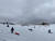 지난 12일 오후 제주 한라산에 내린 폭설로 탐방객들이 눈썰매를 타고 있다. 최충일 기자