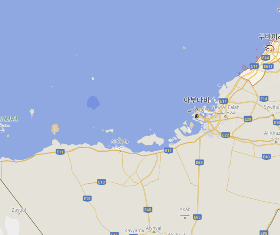 UAE 아부다비 지도. [사진 구글]