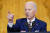  조 바이든 미국 대통령이 19일 백악관 이스트룸에서 취임 1주년 기자회견에서 기자들 질문에 답을 하고 있다. [AP=연합뉴스]