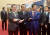 2019년 중국 쓰촨성 청두 세기성 국제회의센터에서 개최한 한중일 정상회의에 참석한 (왼쪽부터) 문재인 대통령과 리커창 중국 총리, 아베 신조 일본 총리 [청와대 제공]