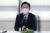 이재명 더불어민주당 대선후보가 6일 오전 부산 부산진구 부산상공회의소를 방문해 인사말을 하고 있다. [뉴스1]