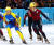  2002년 솔트레이크시티 올림픽 쇼트트랙 경기에서 김동성(왼쪽)의 금메달을 뺏아간 안톤 오노의 할리우드 액션 상황. [중앙포토]