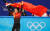 쇼트트랙 남자 1000m에서 금메달을 차지한 런쯔웨이 선수. 연합뉴스