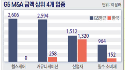 “한국 기업 M&A 건수, G5 국가 평균의 41%…금액은 25%에 불과”