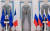마크롱 프랑스 대통령이 지난 8일 러시아 푸틴 대통령과 만나 회견하고 있다. AFP=연합뉴스