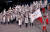 2018년 평창 올림픽 개회식에서 러시아 국기 대신 오륜기를 앞에 두고 입장한 러시아 선수들. 로이터=연합뉴스