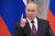 블라디미르 푸틴 러시아 대통령이 15일 기자회견을 하고 있다.[AP=연합뉴스]
