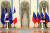 블라디미르 푸틴 러시아 대통령(오른쪽)이 2월 7일 모스크바를 찾아온 에마뉘엘 마크롱 프랑스 대통령과 회담한 뒤 기자회견을 하고 있다. 로이터=연합뉴스