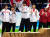 2010 밴쿠버 겨울올림픽 쇼트트랙 남자 5000m 계주에서 은메달을 딴 뒤 시상식에서 '시건방춤'을 추고 있는 당시 막내 곽윤기(왼쪽에서 세 번째). [연합뉴스] 