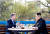 문재인 대통령과 북한 김정은 국무위원장이 지난 2018년 4월 27일 오후 판문점 도보다리에서 대화하고 있다. 연합뉴스