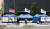 2019년 9월 9일 오전 서울 광화문광장에 우리공화당의 천막이 설치돼 있다. 8월 5일 제8호 태풍 '프란시스코' 북상 당시 피해를 우려해 천막을 철거한 지 한 달여 만이다. 뉴스1  