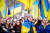 지난 20일(현지시간) 우크라이나 오데사에서 시민들이 러시아의 침략 움직임을 규탄하는 시위를 벌이고 있다. AP=연합뉴스