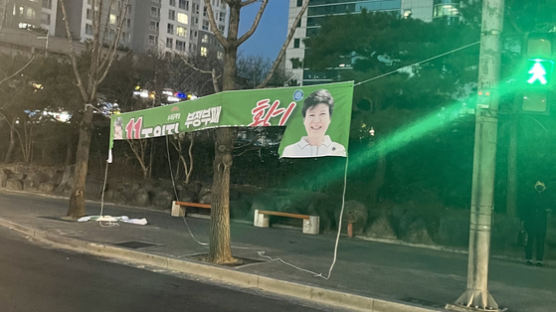 대선후보 현수막 찢고 선거 사무원 때려...50대 여성 검거
