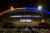 아틀레티코 마드리드 홈구장 완다 메트로폴리타노 외벽에 등장한 전쟁 반대 네온 사인. [AFP=연합뉴스]