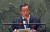 김성 유엔 주재 북한 대사가 1일(현지시간) 미국 뉴욕 유엔본부에서 열린 유엔 긴급특별총회에서 연설을 하는 모습. 유엔 웹 티비.