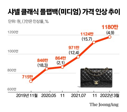 3년간 465만원 올린 샤넬백 또 인상…고객들, 불만 속 '오픈런' | 중앙일보