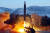 북한이 지난 1월 30일 시험발사 한 화성-12형 중거리탄도미사일(IRBM). 북한은 올해 들어 아홉 차례 미사일을 시험발사했다. [조선중앙통신]