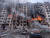 14일 키이우시 북부 오볼론스키 9층 아파트가 러시아군 포격으로 불이 났다. 로이터=연합뉴스
