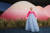 애플TV+ 오리지널 시리즈 '파친코' 레드카펫 행사에서 한국의 여성 한복을 입은 진하. [사진 애플TV+]