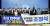 조정식 더불어민주당 의원이 28일 서울 여의도 국회 소통관에서 경지도지사 선거 출마 기자회견에 앞서 민주당 의원들과 기념촬영을 하고 있다. 김상선 기자