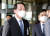  강남일 전 대전고검장(왼쪽)이 지난해 2월 24일 대전고·지검을 방문하는 박범계 법무부 장관을 직원들과 함게 기다리고 있다. 프리랜서 김성태