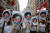 캐리 람을 '거짓말쟁이'라고 비판하는 홍콩 시위대. AP=연합뉴스