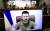 볼로디미르 젤렌스키 우크라이나 대통령이 11일 서울 여의도 국회도서관 대강당에서 화상연설을 하고있다. 김상선 기자