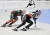 Apr 10, 2022; Montreal, Quebec, CAN; Kim Boutin (CAN) and Minjeong Choi (KOR) compete in the 3000 meters super final during the 2022 ISU World Short Track Championships at Maurice Richard Arena. Mandatory Credit: Eric Bolte-USA TODAY Sports  〈저작권자(c) 연합뉴스, 무단 전재-재배포 금지〉