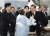 문재인 대통령이 2020년 3월 서해수호의 날 추모식에서 천안함 유족 윤청자 여사로부터 질문을 받고있다. [연합뉴스]