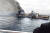 지난달 우크라이나의 공격을 받아 격침된 러시아 해군의 모스크바함. 12일 우크라이나는 흑해 인근에서 러시아 해군의 물류선을 공격해 파괴했다고 밝혔다. [사진 트위터 캡처]