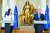 15일 핀란드 헬싱키 대통령궁에서 열린 기자회견에서 나토 가입 의사를 밝히는 사울리 니니스퇴 대통령(오른쪽)과 산나 마린 총리. [AP=연합뉴스]