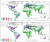 수확한 작물 재배 지역과 7가지 용도의 변화. 위 지도는 1960년대(1964~1968년), 아래 지도는 2010년대(2009~2013년)를 나타낸다. [자료: Nature Food, 2022]
